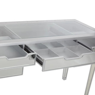 SlayStation Aria Premium Mirrored Vanity Desk, Silver