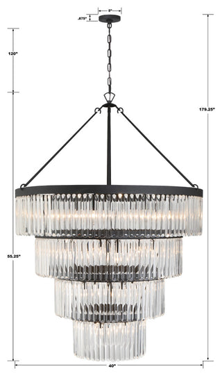 Emory 22-Light Black Forged Chandelier, Clear Glass