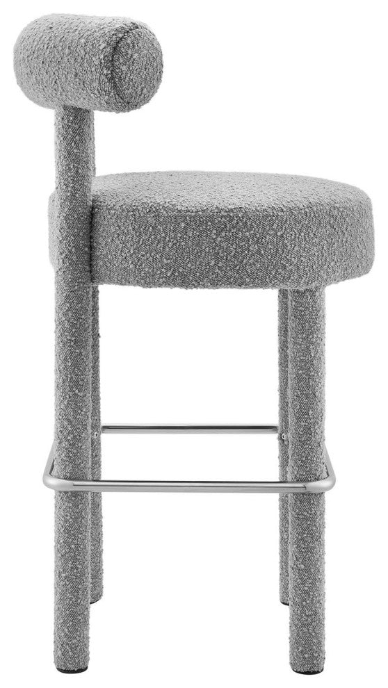 Toulouse Boucle Fabric Bar Stool - Light Gray Silver