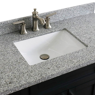 49" Single Sink Vanity, Dark Gray Finish With Gray Granite And Rectangle Sink
