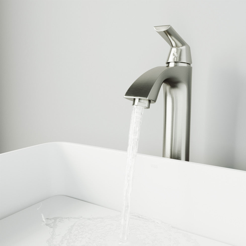 VIGO Linus 12" H Single Handle Single Hole Bathroom Vessel Faucet, Brushed Nickel