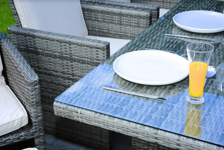 HomeRoots 129" X 76" X 46" Gray 11Piece Outdoor Dining Set With Cushions