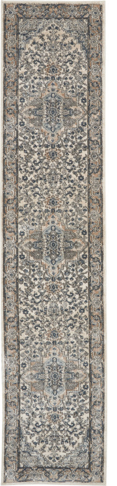 Nourison Quarry Qua05 Traditional Rug, Ivory and Gray, 3'9"x5'9"