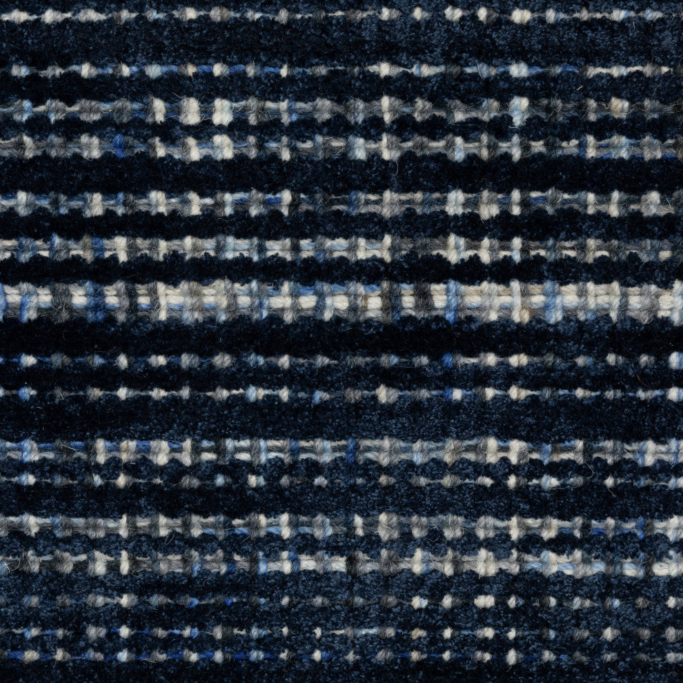 Cayden Textural Stripe Wool Blend Navy/ Blue Hand-tufted Rug 8' x 10'