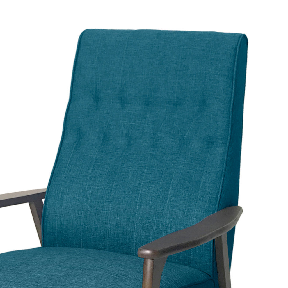 Katharine Mid Century Modern Upholstered Accent Chair, Blue and Walnut