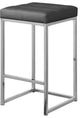 Nicola Counter Stool, Set of 2, Gray, Vegan Leather, Chrome Base