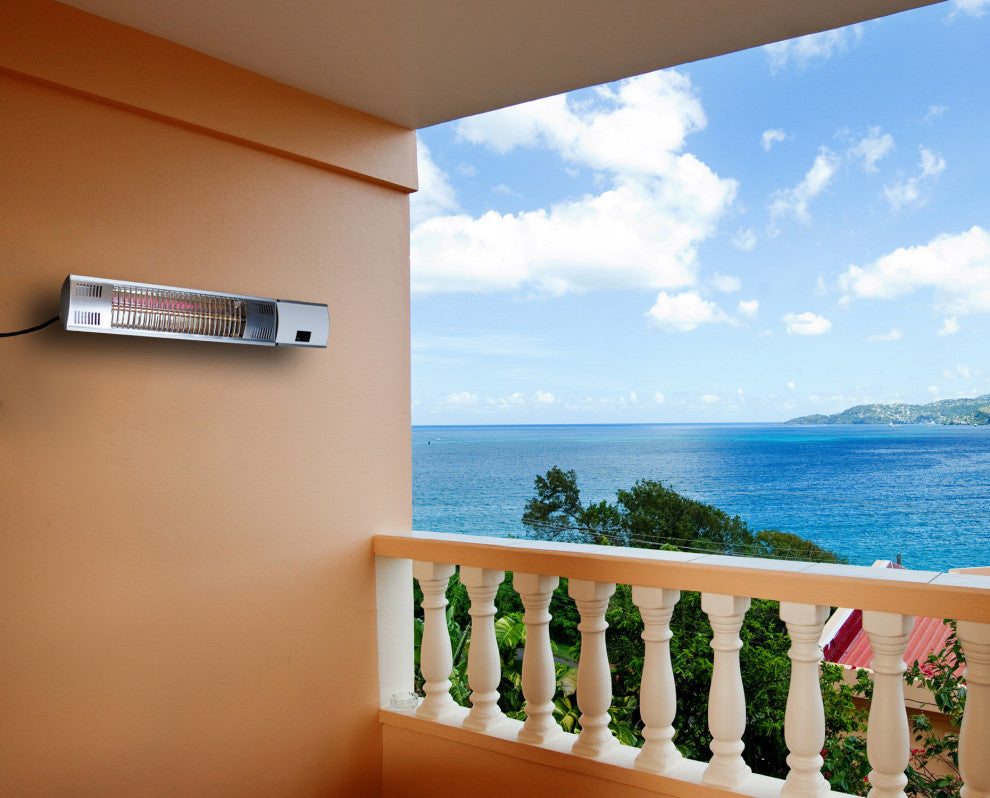 Infrared Electric Outdoor Heater, Wall Mounted With Remote