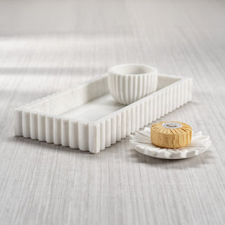 Calabria Scalloped Vanity Marble Tray, Medium