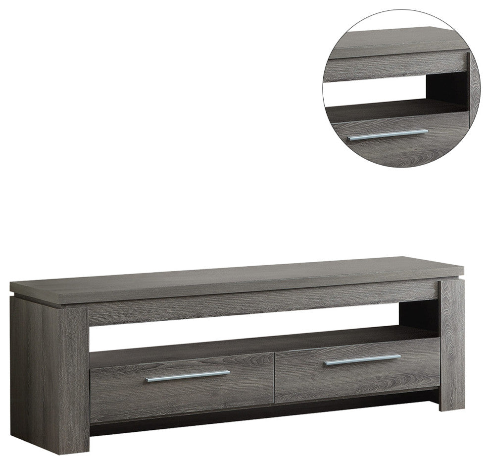 2-Drawer Wood TV Console, Weathered Gray