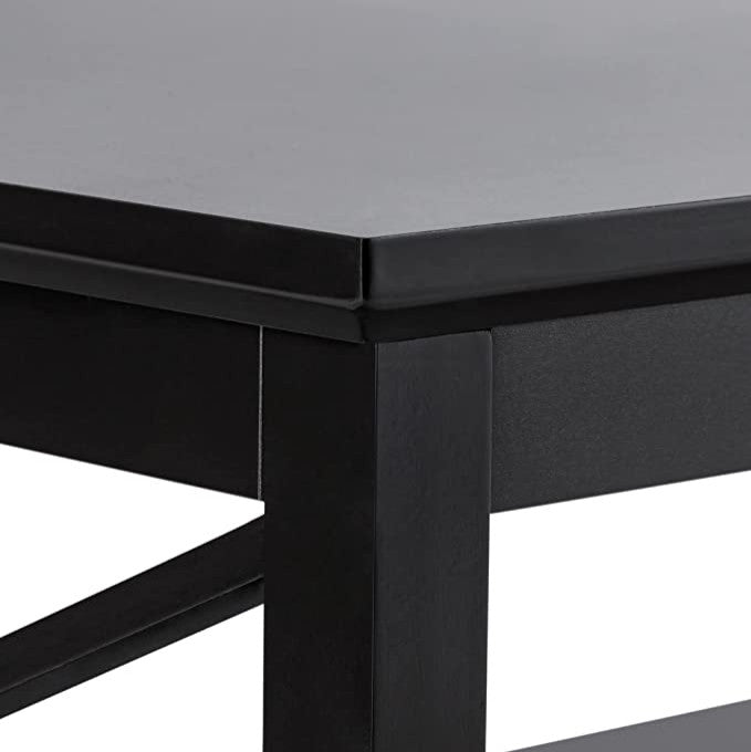 Black Wood Coffee Table with Thicker Legs and Storage for Living Room