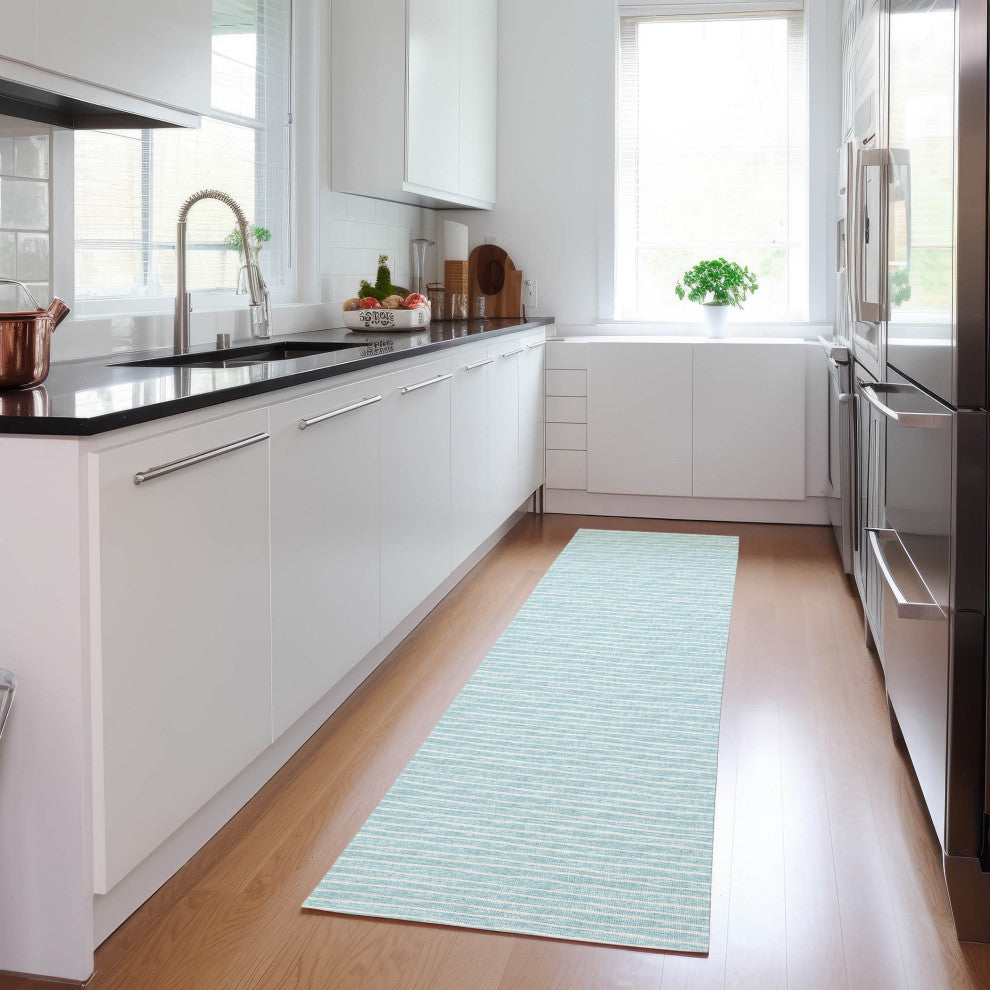 Indoor/Outdoor Laidley LA1 Sky Blue Machine Washable 2'3" x 7'6" Rug