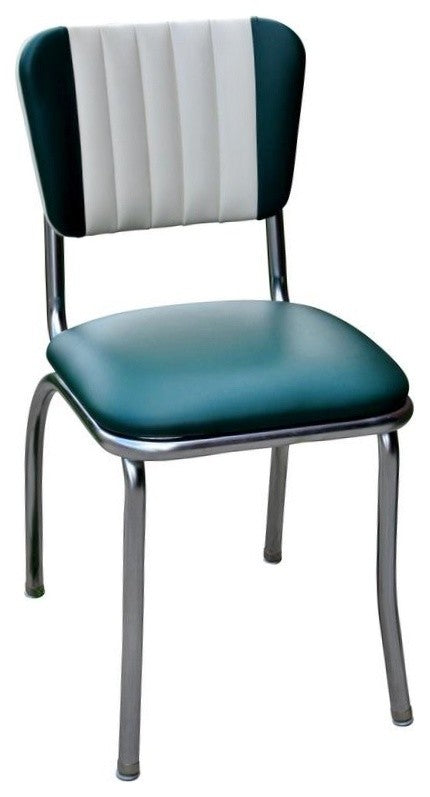 2-Tone Channel Back Retro Diner Chair, Green and White