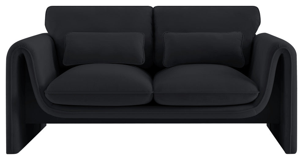 Sloan Black Velvet Fabric Loveseat