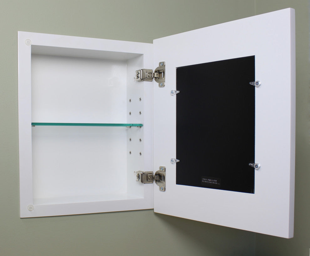 Compact Portrait 11"x14" Mirrored Medicine Cabinet by Fox Hollow Furnishings, Shaker White