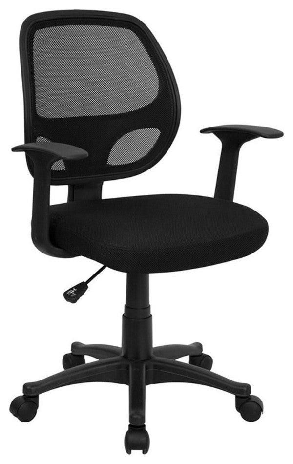 Nicer Furniture Mid-Back Black Mesh Computer Chair Task Chair -Adjustable Arms