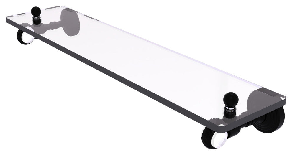 Pacific Grove 16" Glass Shelf with Twisted Accents, Matte Black