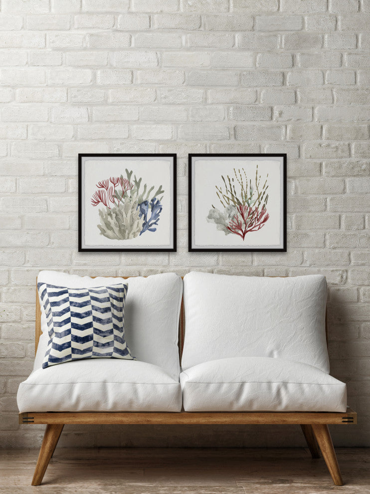 Seaweed and Corals Diptych, 2-Piece Set, 32x32 Panels