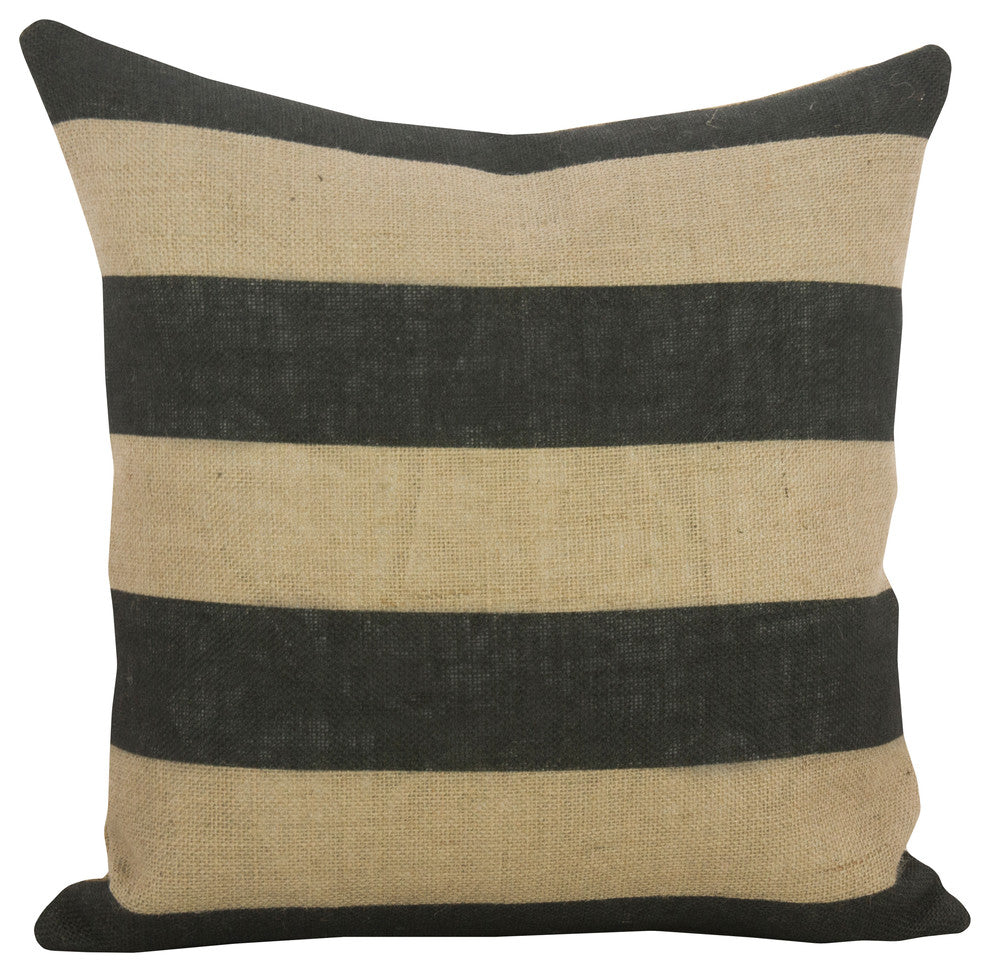 Horizontal Stripe Burlap Pillow