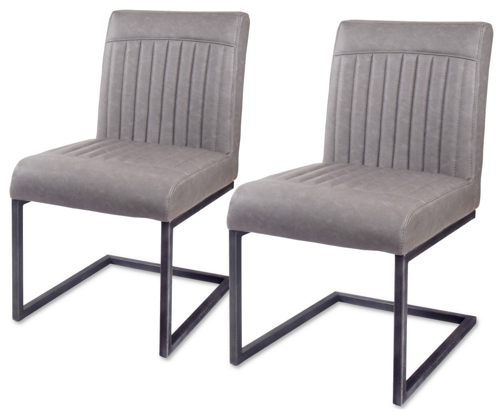 Ronan Dining Side Chair, Set of 2, Antique Graphite Gray, Dining Side Chair, Faux Leather