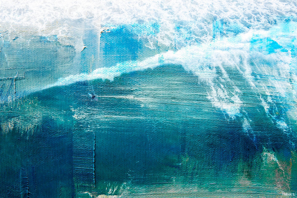 "White Splashing Surf" Painting Print on Wrapped Canvas, 30"x20"