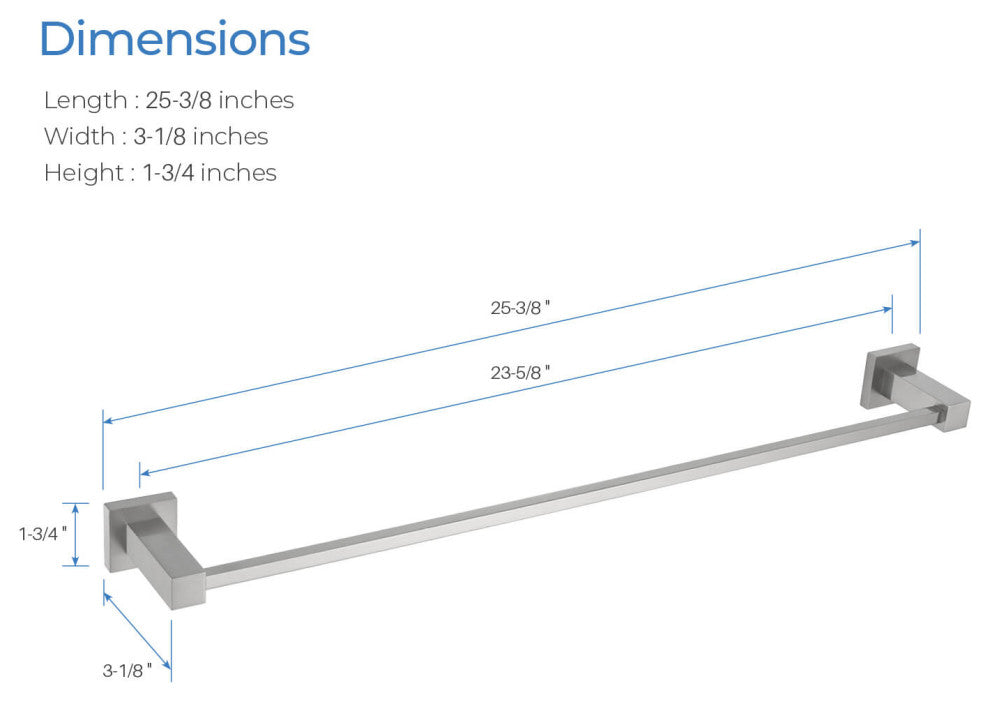 Cube 24" Bathroom Towel Bar KBA1504, Brushed Nickel
