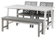 Vincent Solid Acacia Wood 4 Piece Chevron Dining Set - White Wash