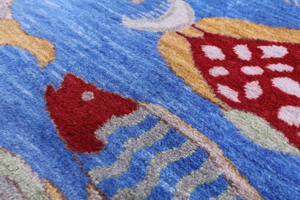 5' 1" X 8' 3" Gabbeh Fish Design Handmade Wool Rug - Q15514