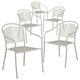 Set of 5 Indoor Outdoor Chair, Rain Flower Seat & Curved Backrest, Light Gray