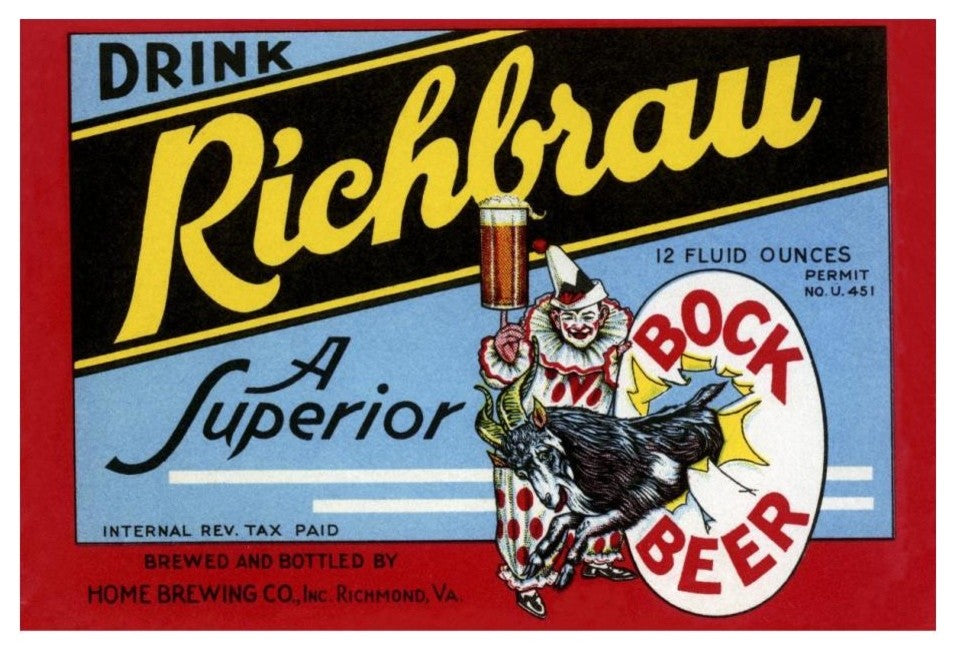 "Drink Richbrau Bock Beer" Digital Paper Print by Vintage Booze Labels, 24"x17"