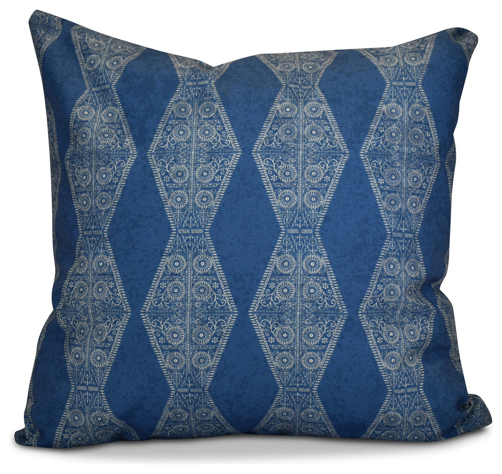 Pyramid Stripe Geometric Print Pillow, Blue, 26"x26"
