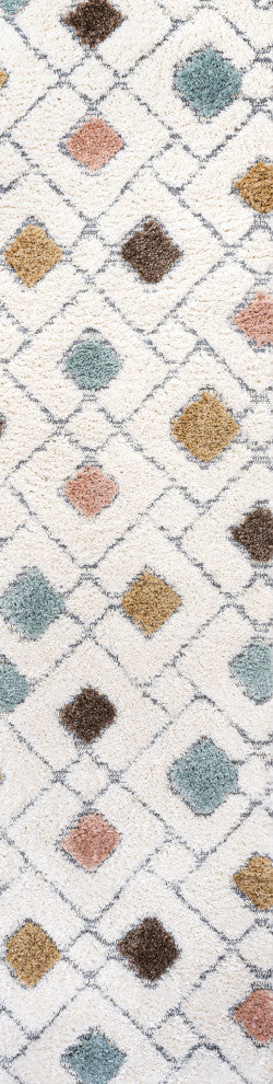 Astrid Retro Trellis High-Low Multi/Cream 2'x8' Runner Rug