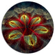 Red Golden Colorful Fractal Design, Modern Floral Round Wall Art, 23"