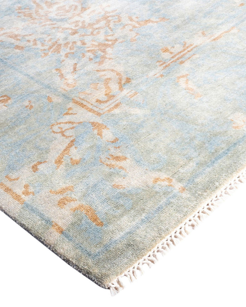 Ikat, One-of-a-Kind Hand-Knotted Area Rug - Blue, 9' 4" x 11' 10"