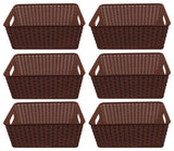 Plastic Rattan Storage Box Basket Organizer Large, ba426, Brown, 6