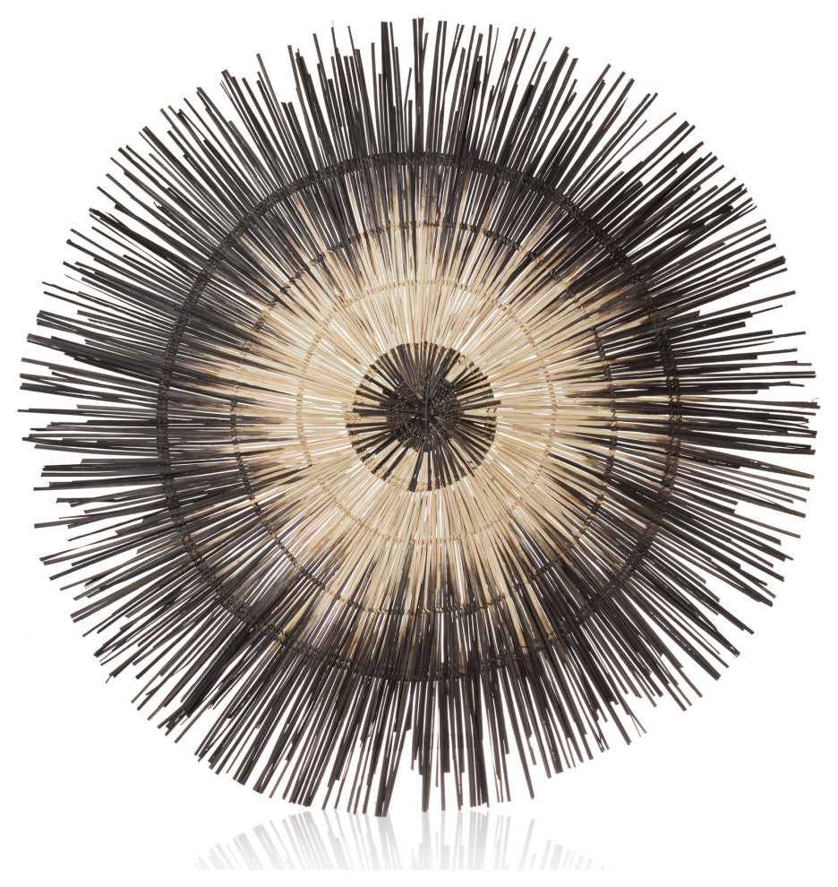 Global Crafts Sun Circle Wall Decor, Artisan Crafted, Malawi, Charcoal Burst