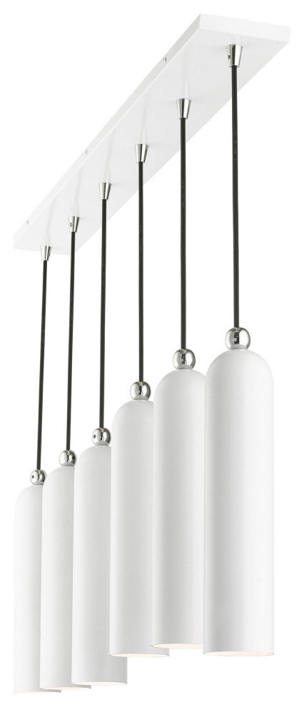 Shiny White Finish Mid Century Modern, Urban, Scandinavian Linear Pendant