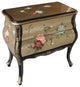 30" Wide Oriental Bombe Chest of Drawer Hand Painted Chinese Floral on Gold Leaf