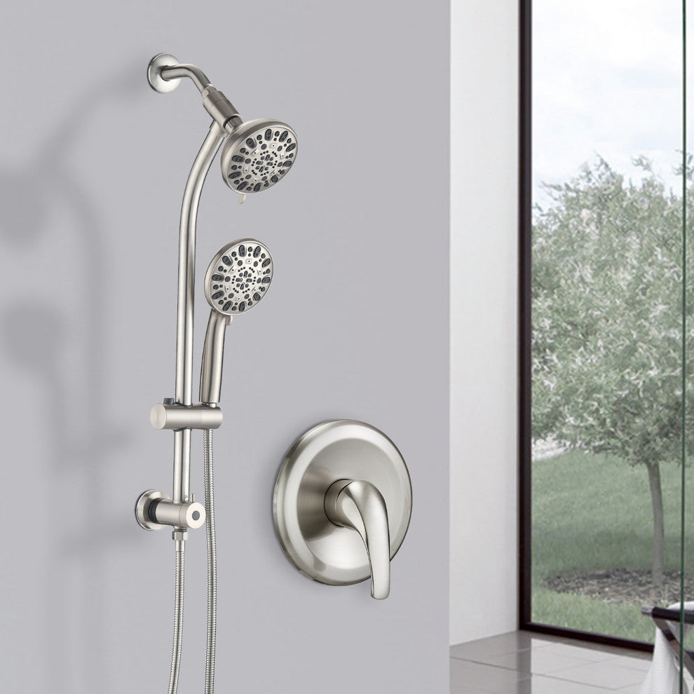 5 inch Wall-Mounted Round Shower System with Handheld Shower and Head Shower and