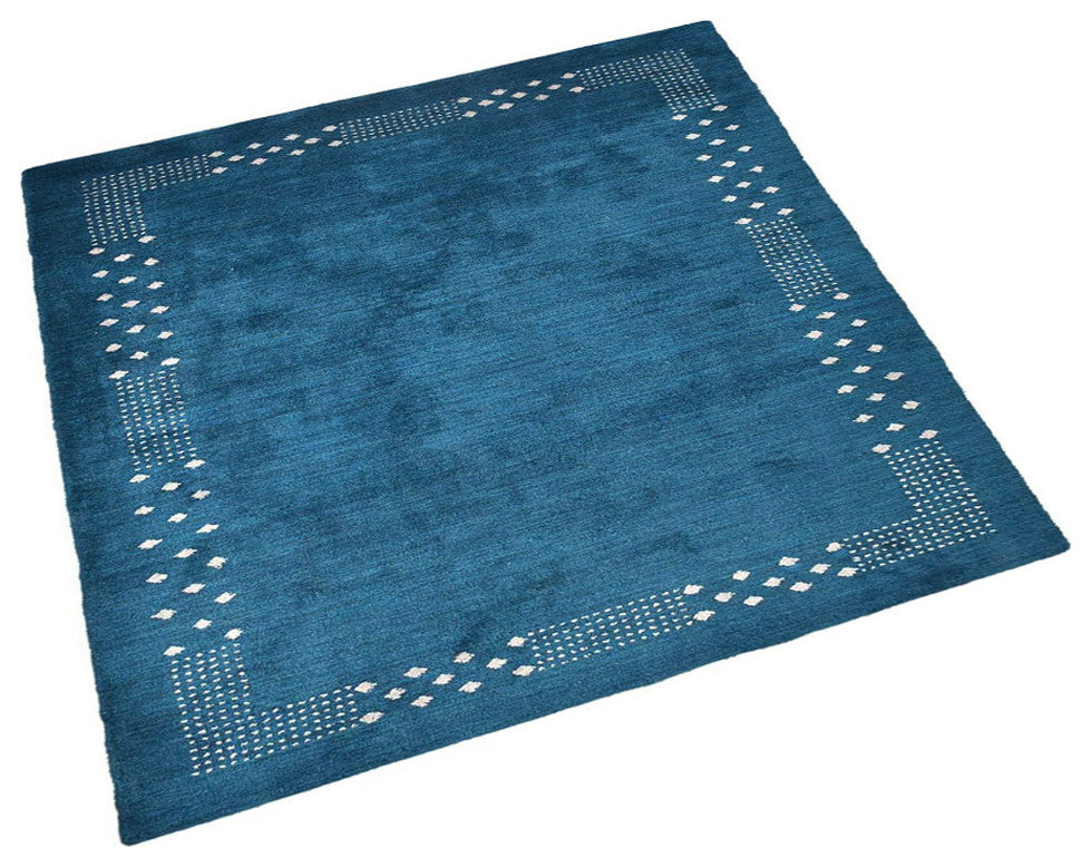 HAND KNOTTED LOOM SILK ECO-FRIENDLY AREA RUGS -10'x10',Square,Blue,Contemporary