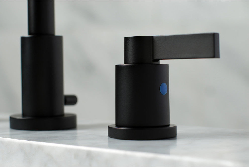 Widespread Bathroom Faucet, Brass Pop-Up, Matte Black
