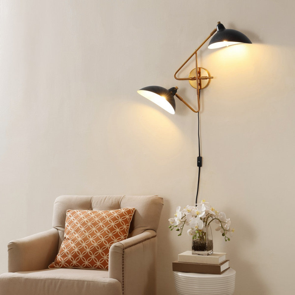 Safavieh Aspera 2Lt 14.5" Wall Sconce, Brass/Black