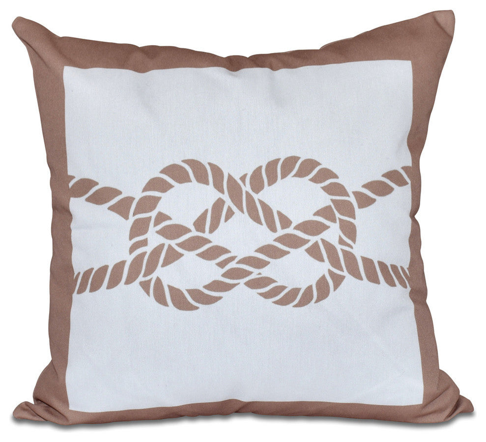 Nautical Knot, Geometric Print Pillow, Beige And Taupe, 20"x20"