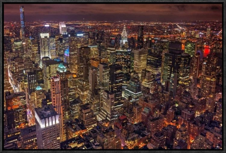 "Night Life" Framed Canvas Giclee by Milton Mpounas, 23x15"