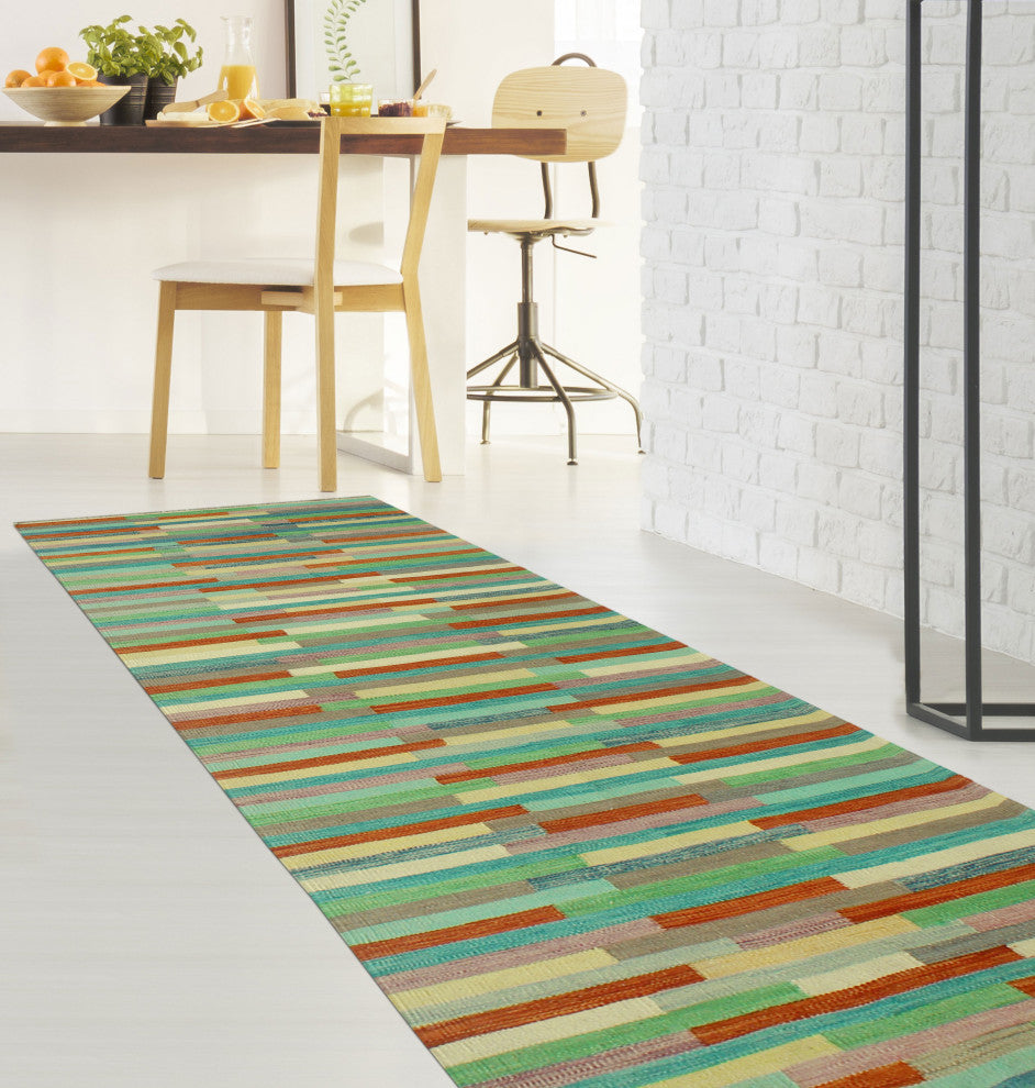 Winchester Kilim Kabir Rust/Beige Runner, 2'8x12'10