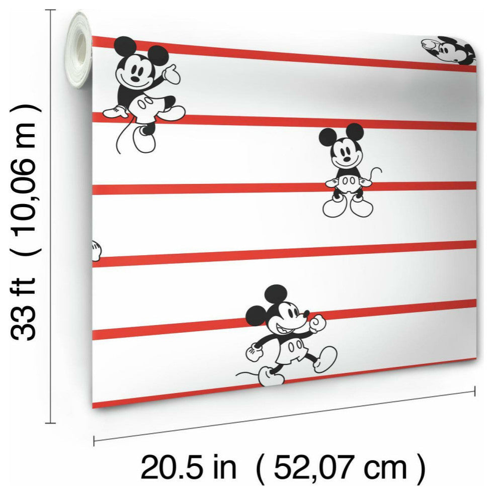 Disney Mickey Mouse Stripe Wallpaper