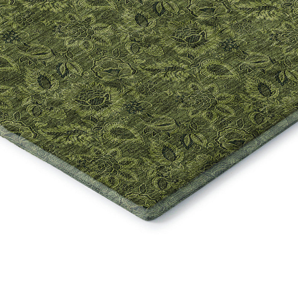 Premium Machine Washable Mayfield AMF661 Olive 3' x 5' Rug