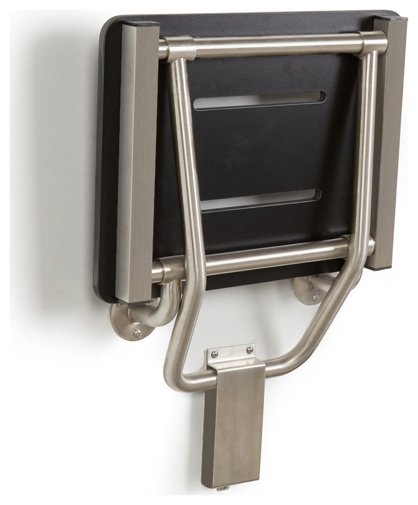 Folding Wall Mount Shower Seat Bench, ADA Compliant, Matte Black, 30"
