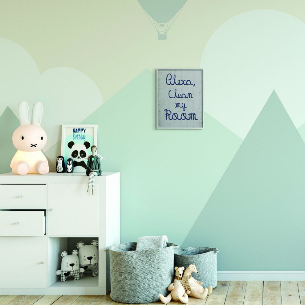 The Kids Room by Stupell Alexa Clean My Room Blue Grey Kids Funny Word, 11 x 14