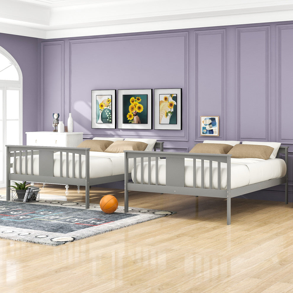 Gewnee Wood Full over Full Bunk Bed with Ladder in Gray