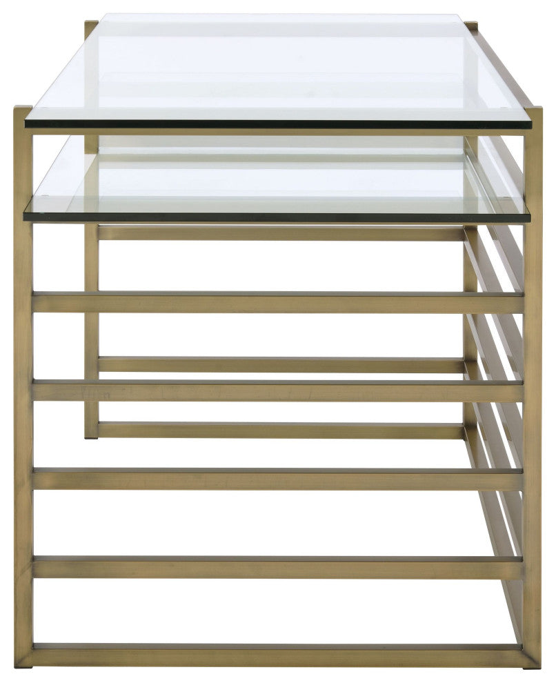 Shona Desk, Antique Gold and Clear Glass